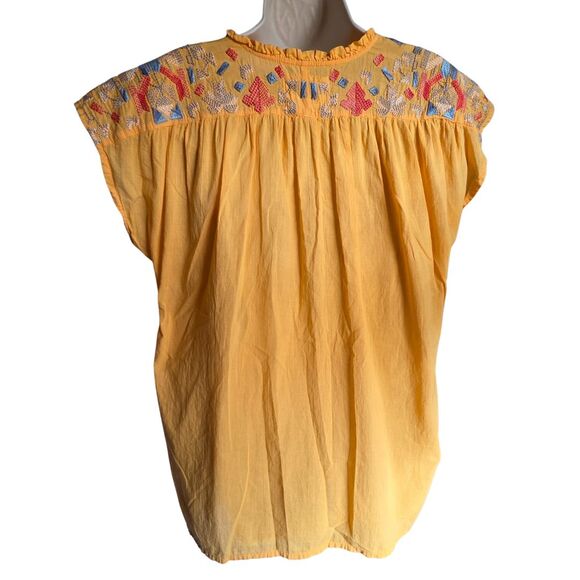 Johnny Was Biya Sleeveless Embroidered Tunic M Yellow Boho - Picture 5 of 12